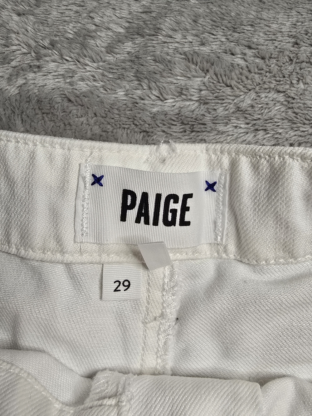 PAIGE White Raw Hem Utility Denim Shorts - Picture 3 of 4